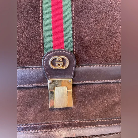 Gucci Chocolate Brown Suede Messenger Bag - Picture 2 of 16